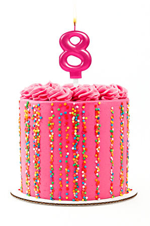 Mum Fuşya Pembe ışıltılı 8 Yaş mumu Koyu Pembe 8cm büyük doğum günü mumu