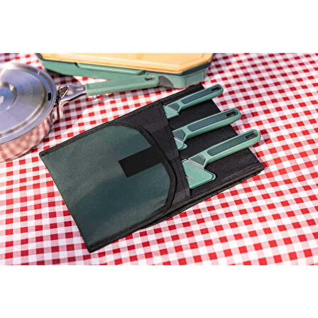 Gerber Gear ComplEAT Bıçak Seti - Kamp Kesme Bıçak Seti - Soyma Bıçağı, Tırtıklı Çok Amaçlı Bıçak ve Şef Bıçağı - Yeşil