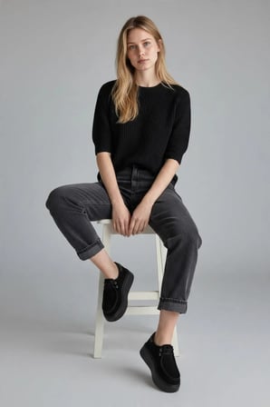 KADIN HAKİKİ DERİ SİYAH SÜET GÜNLÜK SNEAKER