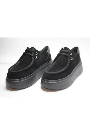 KADIN HAKİKİ DERİ SİYAH SÜET GÜNLÜK SNEAKER