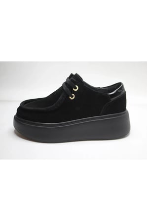 KADIN HAKİKİ DERİ SİYAH SÜET GÜNLÜK SNEAKER