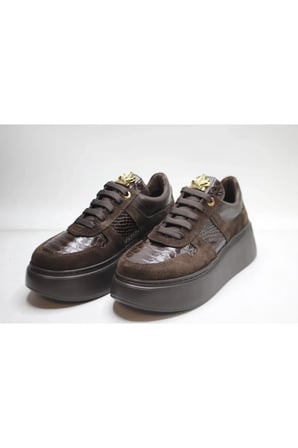 KADIN HAKİKİ DERİ KAHVE SÜET DESENLİ GÜNLÜK SNEAKER