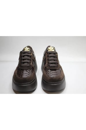 KADIN HAKİKİ DERİ KAHVE SÜET DESENLİ GÜNLÜK SNEAKER