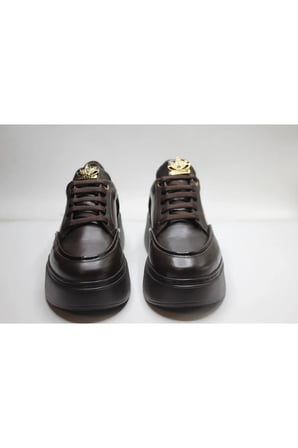 KADIN HAKİKİ KAHVE DERİ KAHVE RUGAN GARNİLİ GÜNLÜK SNEAKER
