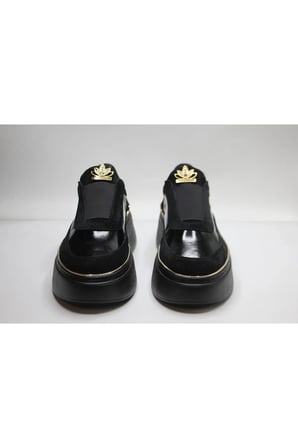 KADIN HAKİKİ SİYAH SÜET DERİ HAKİKİ SİYAH RUGAN DERİ GÜNLÜK SNEAKER