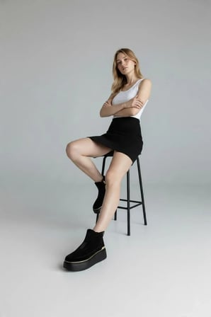 KADIN HAKİKİ DERİ GÜNLÜK SNEAKER BOT — Siyah