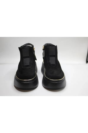 KADIN HAKİKİ DERİ GÜNLÜK SNEAKER BOT — Siyah