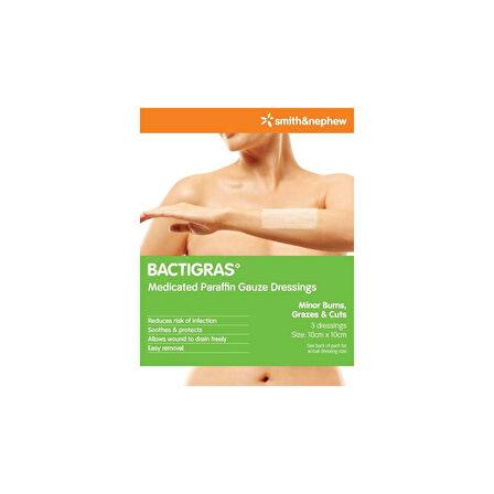 BACTIGRAS-KLORHEKDISIN Tül Yara Yanık Bakım Örtüsü 10cmX10cm 1 Kutu (10 Adet)