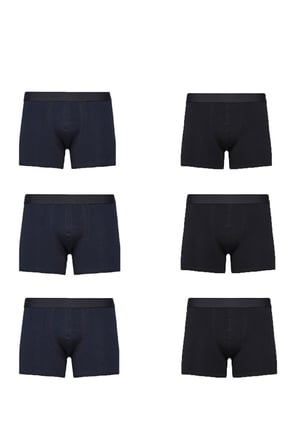 Erkek Pamuklu Likralı Boxer 2 Renk 6'lı Paket