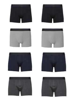 Erkek 4 Renk 8'li Paket Pamuklu Likralı Boxer