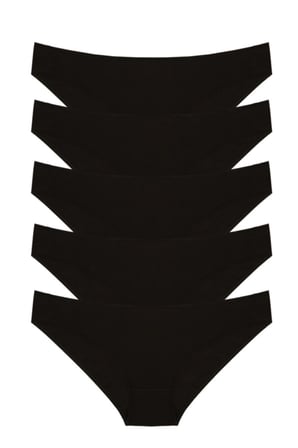 Kadın Siyah 5'lı Paket Slip Külot