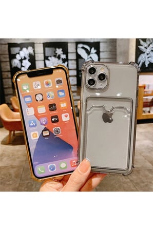 Şeffaf Kartlıklı Kamera Korumalı Kılıf Iphone 11 Uyumlu