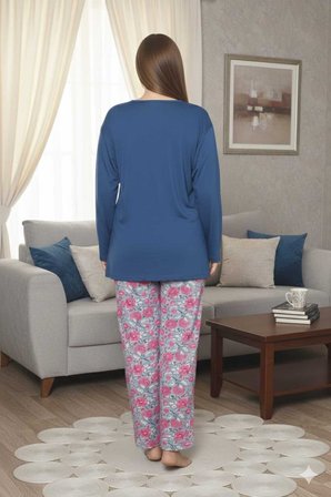 Büyük Beden Likralı Penye Pijama Takımı