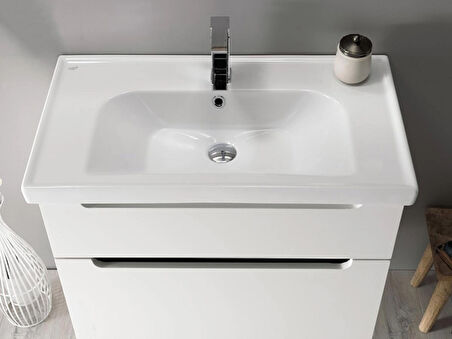 TURKUAZ Frame Etajerli Lavabo 50x28 cm (Soldan Bataryalı)