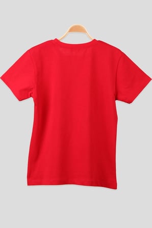 Unısex Kırmızı Ayyıldız Baskılı Baskılı Çocuk T-Shirt