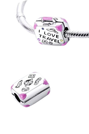 Seyahati Seviyorum Bavul Charm | 925 Ayar Gümüş