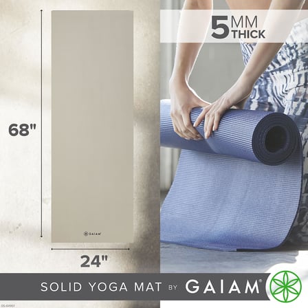 Yoga Minderi Premium Düz Renk Kaymaz Egzersiz ve Fitness Minderi, Her Türlü Yoga, Pilates ve Zemin Egzersizleri, Kumtaşı, 5 mm