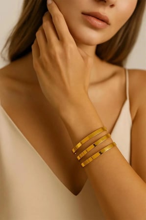 Gold Ajda 3'lü Çelik Bileklik – Minimal ve Modern Tasarım