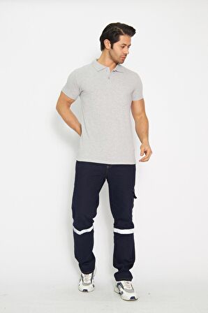 T-shirt Polo Yaka Kısakol %100 Pamuk Cepli Gri