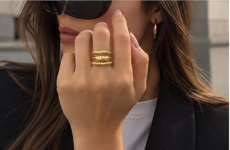 3’lü Kombin Gold Kombin Yüzük Seti