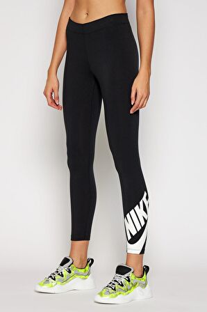 Nike Sportswear Swoosh Tight 7/8 Pamuk Polyester Siyah Kadın Tayt