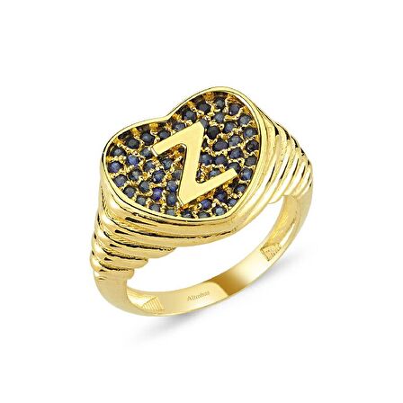 Altın Z Harfi Kalp Yüzük