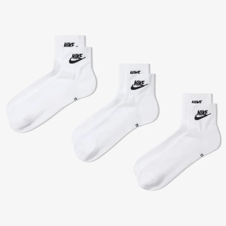 Everyday Essential Dri-Fit Unisex Beyaz 3'lü Çorap
