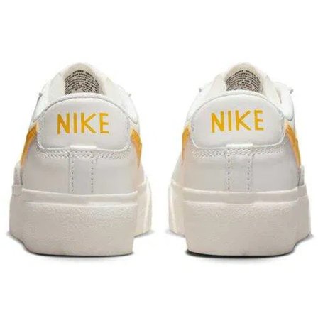 Nike Blazer Platform Leather Unisex Sneaker Hakiki Deri Beyaz-Sarı Günlük Spor Ayakkabı 3cm