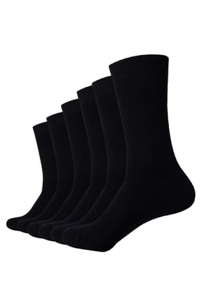Erkek Siyah Pamuklu 6'lı Paket Soket Çorap