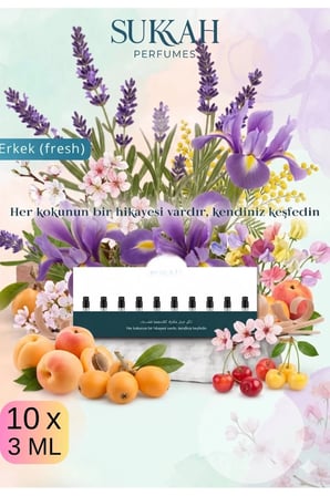 Parfümes Erkek Fresh Koleksiyon | EDP Mini Ferah Aromatik Yaz İlkbahar Parfüm Seti 10x3 ML