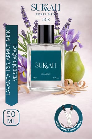 EDP 50 ml Iris Erkek Parfümü | Armut, Lavanta, Misk, İris ve Sedir Ağacı, Vetiver