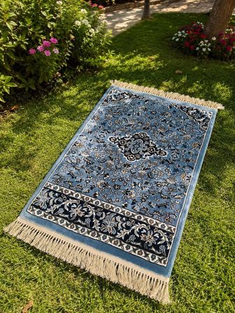 AL HARAMAIN 001_Mavi 14 mm /2200 Gr yumuşak Sık Dokuma MEDİNE-İ MUNEVVERE Seccade Model