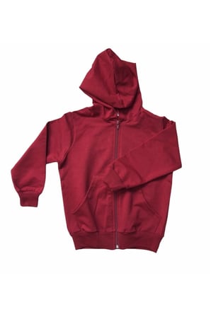 Unisex Çocuk Bordo 2 Iplik Likralı Kapüşonlu Hırka