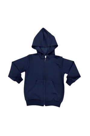 Unisex Çocuk Lacivert 2 Iplik Likralı Kapüşonlu Hırka