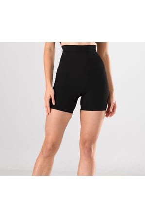 Kadın 1 Beden Küçülten Yüksek Bel Boxer Slikonlu Siyah Renk Dikişsiz Korse