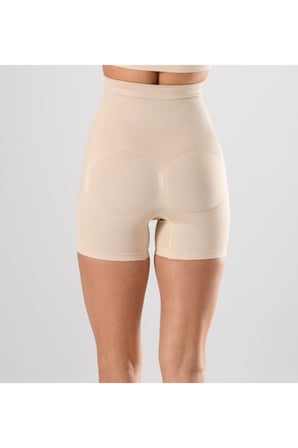 Kadın 1 Beden Küçülten Yüksek Bel Boxer Slikonlu Ten Rengi Dikişsiz Korse