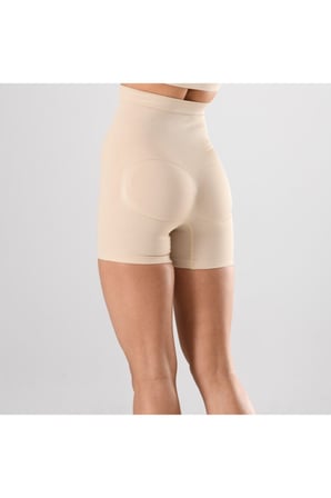 Kadın 1 Beden Küçülten Yüksek Bel Boxer Slikonlu Ten Rengi Dikişsiz Korse