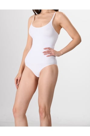 Kadın 1 Beden Küçülten Ayar Askılı Çıtçıtlı Body Beyaz Renk Dikişsiz Korse