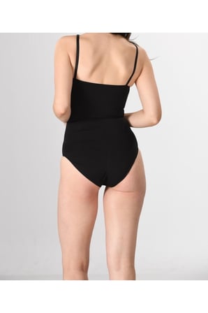 Kadın 1 Beden Küçülten Ayar Askılı Çıtçıtlı Body Siyah Renk Dikişsiz Korse