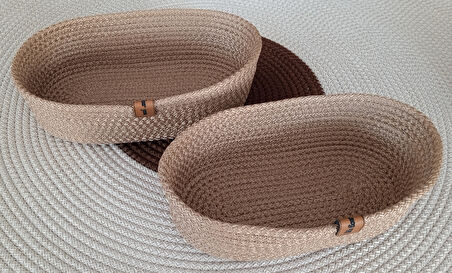 DEKORATİF 2 ADET OVAL SEPET 15*25CM ALTIN KAHVE EV BANYO JÜT ÇOK AMAÇLI DÜZENLEYİCİ ORGANİZER