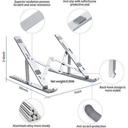 Mi7a Metal Notebook Laptop Tablet Tutucu Stand Yükseltici Ayarlanabilir Katalanır