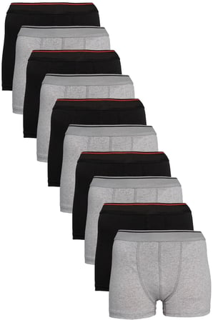 Erkek Siyah 2 Renk 10'lu Paket Likralı Pamuklu Boxer