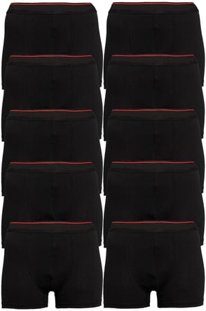 Erkek Siyah 12'li Paket Likralı Pamuklu Boxer