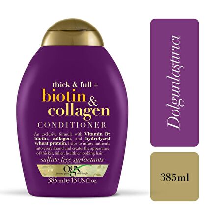 Ogx Biotin & Collagen Hacim Verici Tüm Saç Tipleri İçin Sülfatsız Bakım Yapan Saç Kremi 385 ml