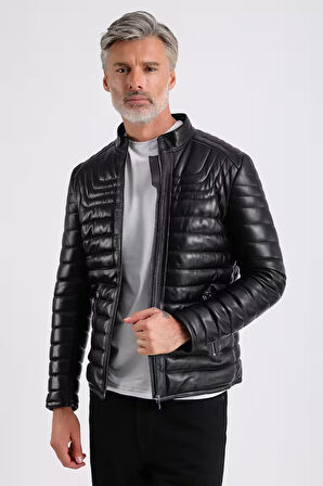 James Erkek Şişme Deri Mont