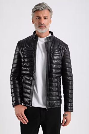 James Erkek Şişme Deri Mont