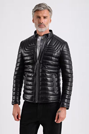 James Erkek Şişme Deri Mont
