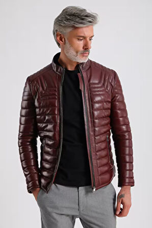 James Erkek Şişme Deri Mont