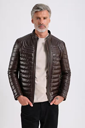 James Erkek Şişme Deri Mont
