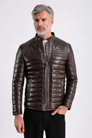 James Erkek Şişme Deri Mont